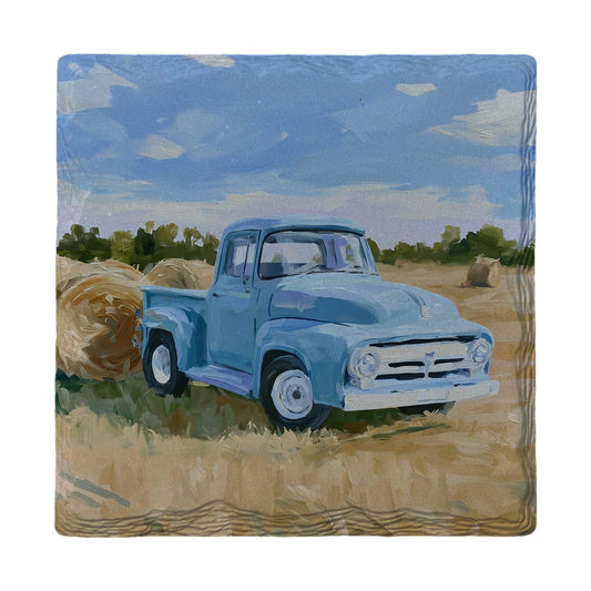 Blue Truck Hayfield | Ceramic Drink Coaster