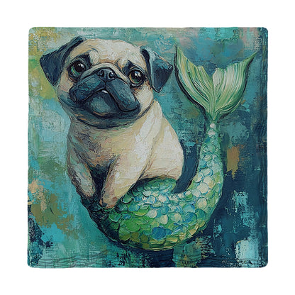 Beautiful Mermaid Angel Pug | Drink Coaster