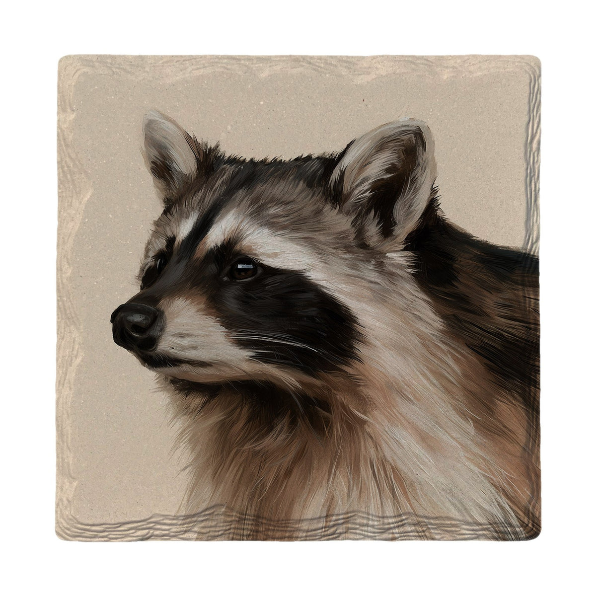 Raccoon Portrait | Absorbent Ceramic Drink Coaster