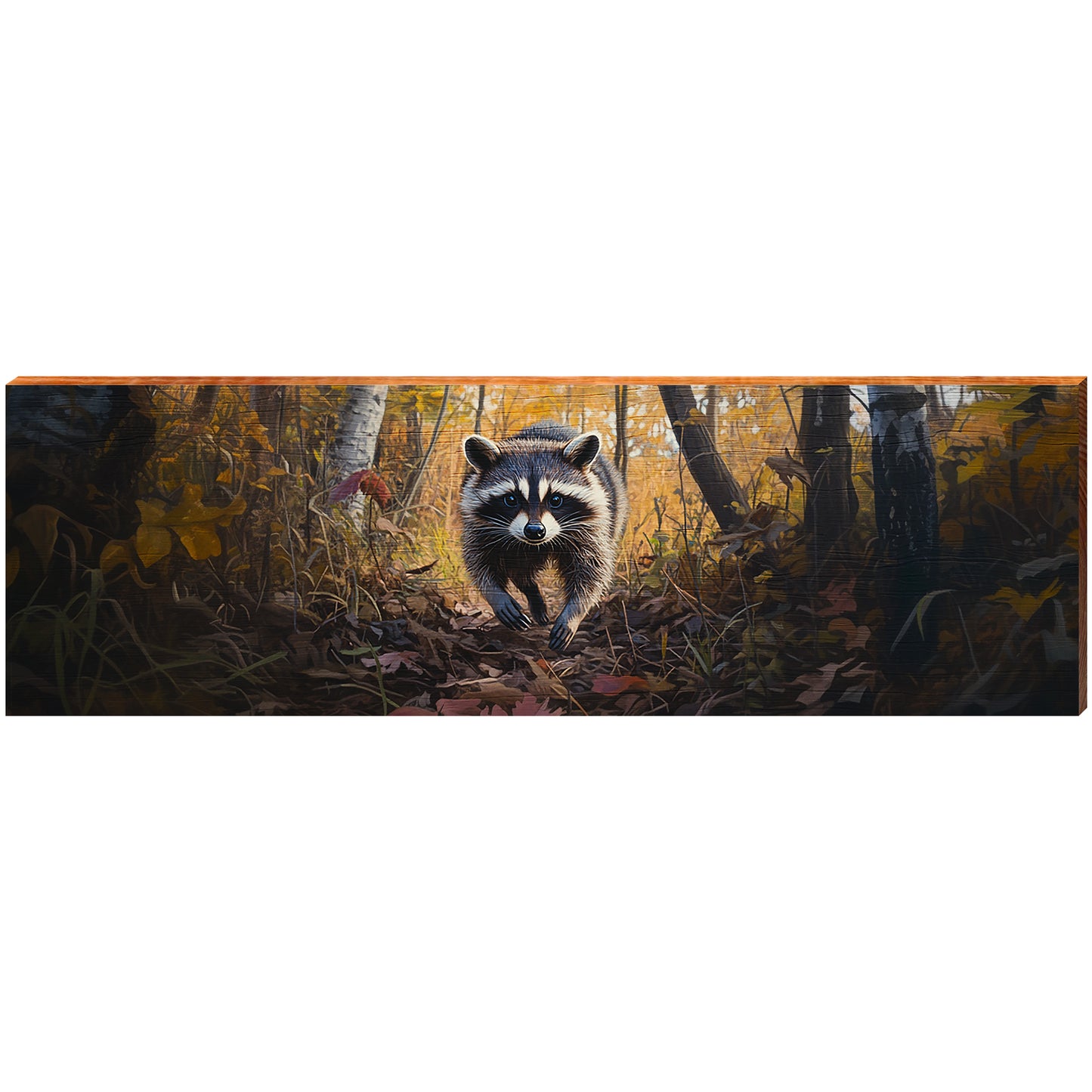 Raccoon Wild & Free | Wall Art Print on Real Wood