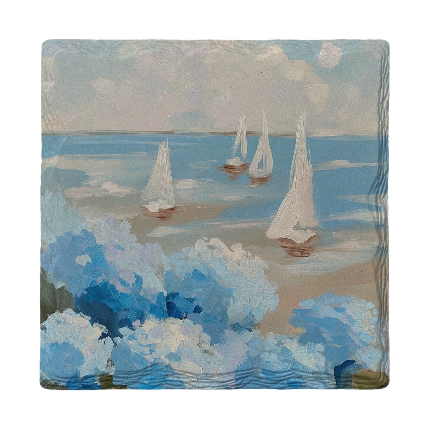 Dreamy Sailboats In Blue | Ceramic Drink Coaster