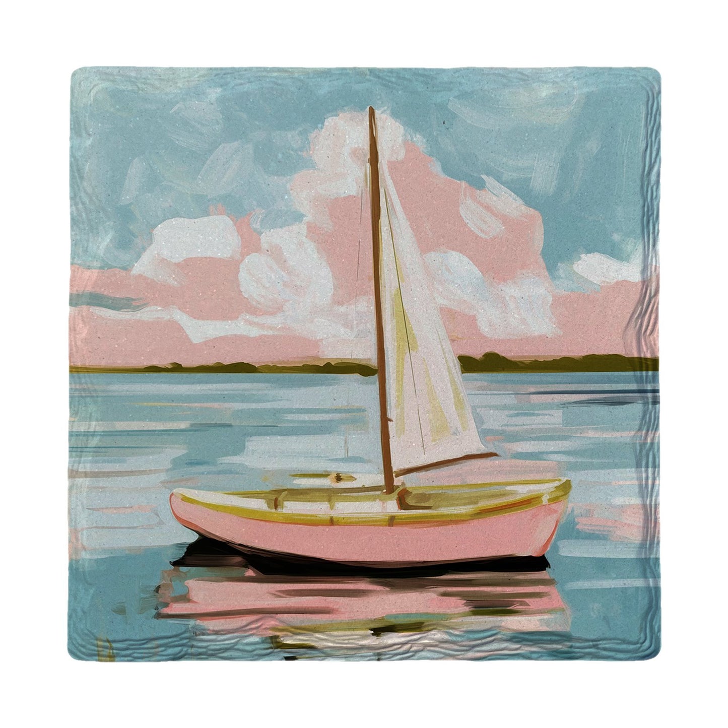 Little Pink Sailboat | Ceramic Drink Coaster