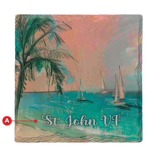 St. John Island Sails | Ceramic Drink Coaster