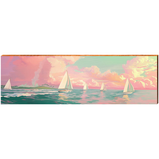 Sailing Pink Skies | Wall Art Print on Real Wood