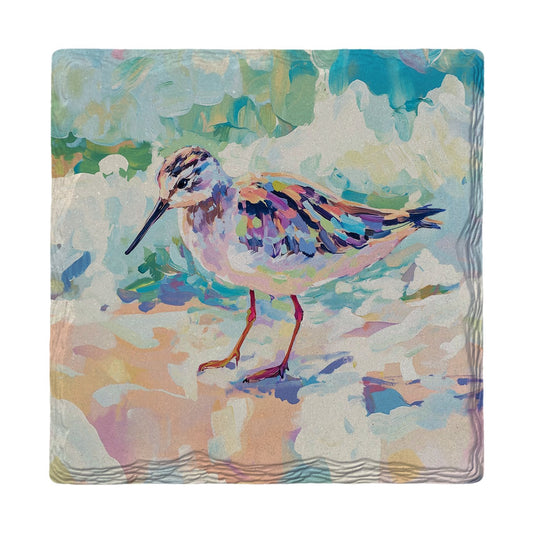 Colorful Surfside Sandpiper | Ceramic Drink Coaster