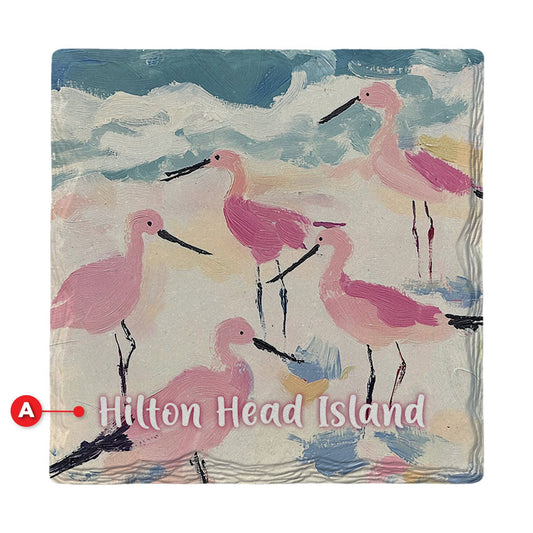 Hilton Head Pink Sandpipers | Ceramic Drink Coaster