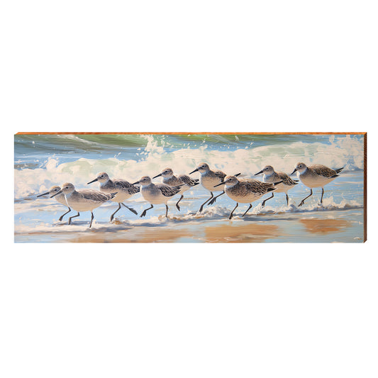 Shoreline Sandpipers | Wall Art Print on Real Wood