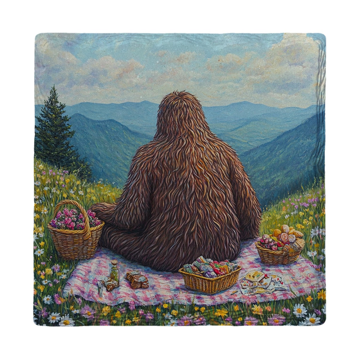 Mountaintop Picnic Sasquatch | Ceramic Drink Coaster