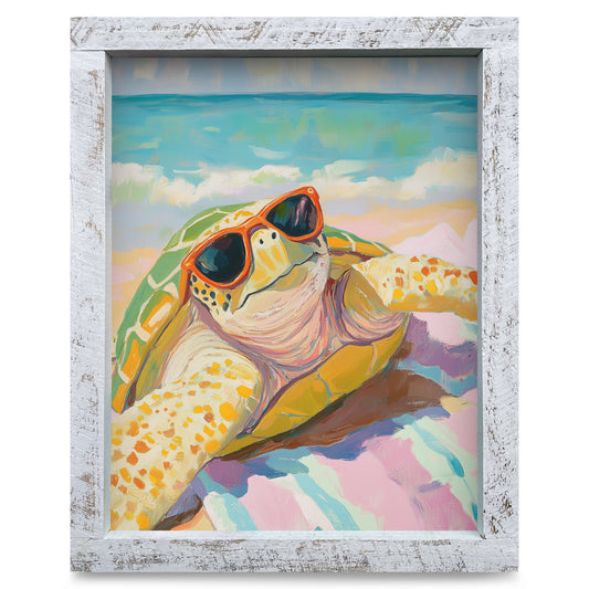 Hey Dude Sea Turtle | Real Wood Framed Wall Art Print