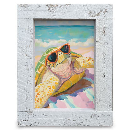 Hey Dude Sea Turtle | Real Wood Framed Wall Art Print