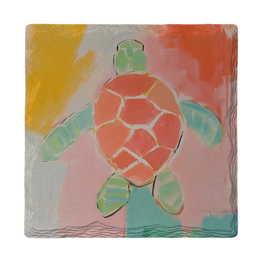 Pastel Sea Turtle | Ceramic Drink Coaster