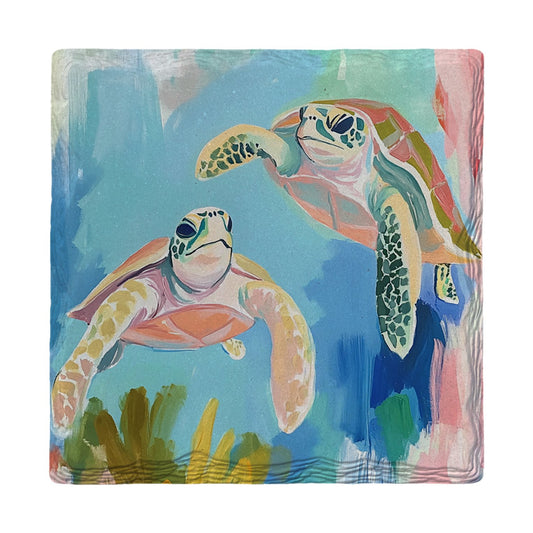 Sea Turtle Duo | Ceramic Drink Coaster