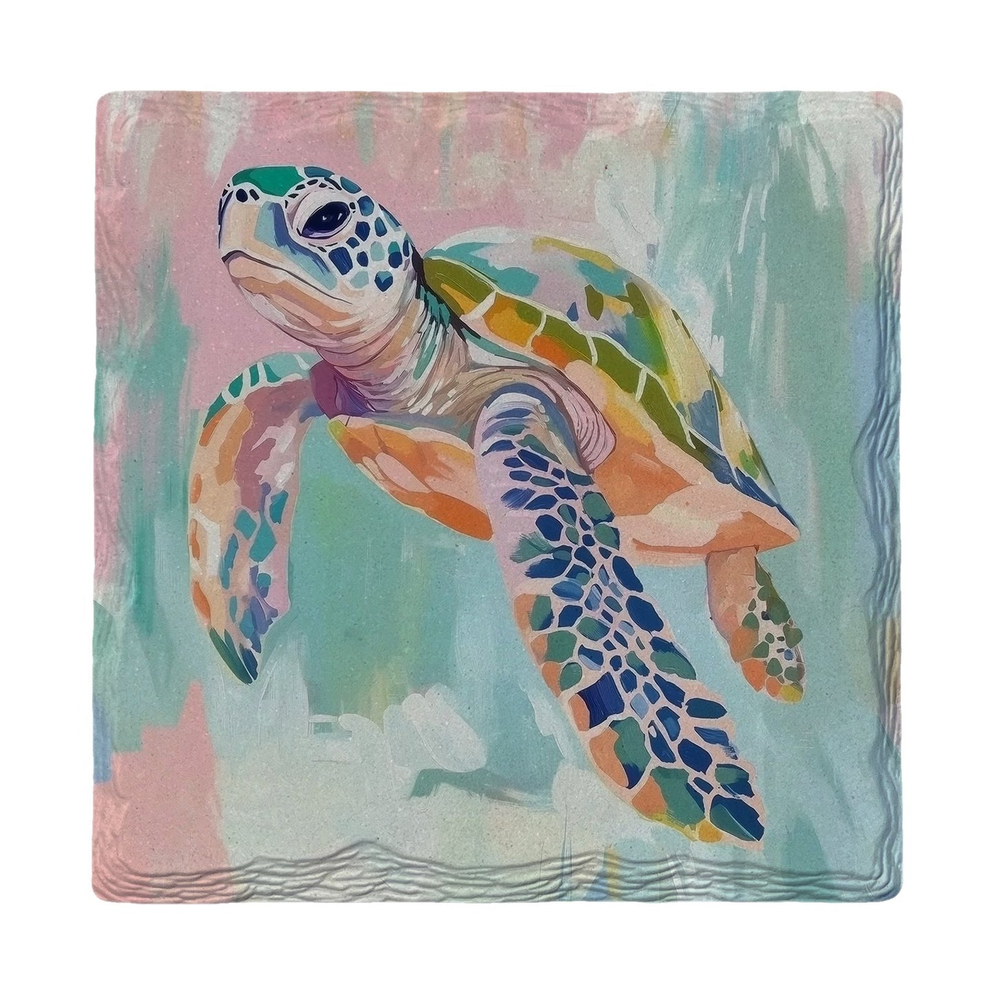 Colorful Sea Turtle Glide | Ceramic Drink Coaster