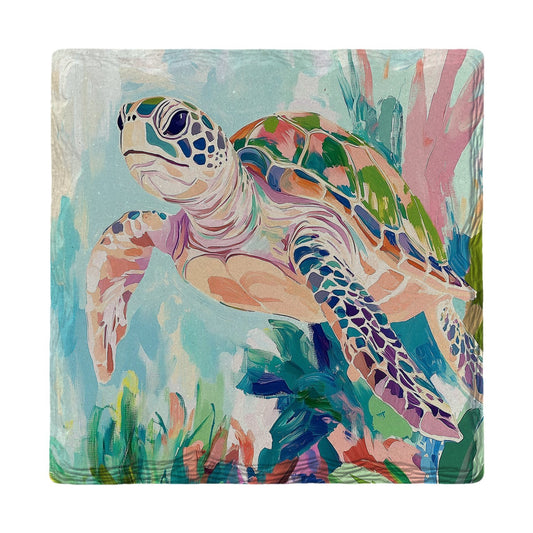 Pastel Sea Turtle Reef | Ceramic Drink Coaster