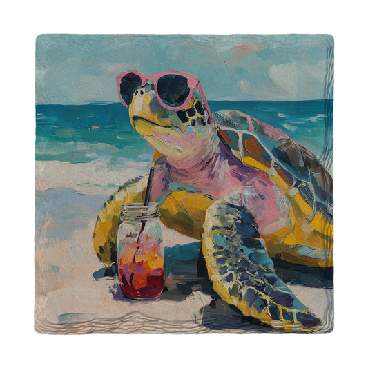 Sunny Sea Turtle Sips | Ceramic Drink Coaster