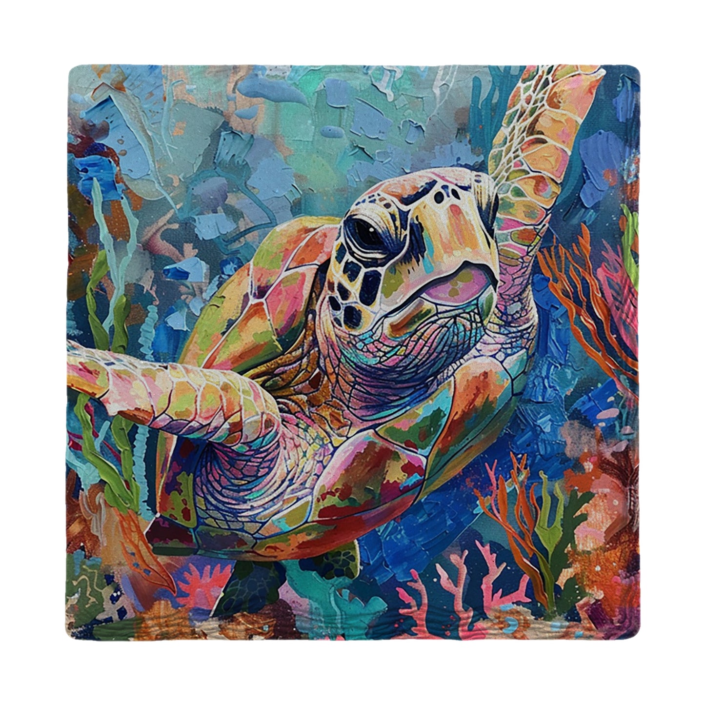 Colorful Sea Turtle | Ceramic Drink Coaster