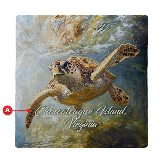 Chincoteague Island Sea Turtle | Ceramic Drink Coaster