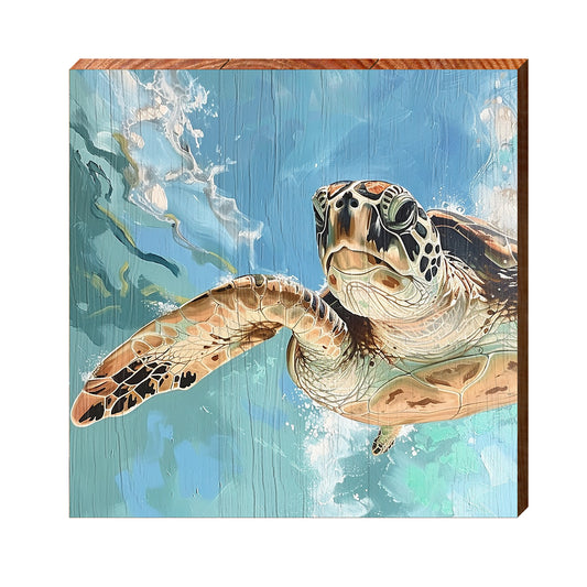 Sea Turtle Dreams | Wall Art Print on Real Wood