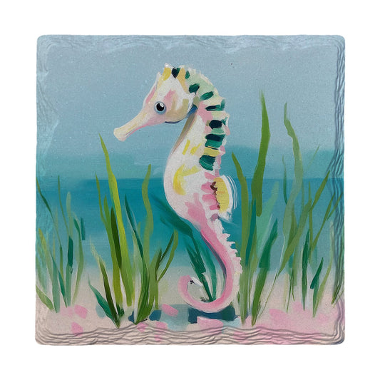 Seahorse in Seagrass | Ceramic Drink Coaster