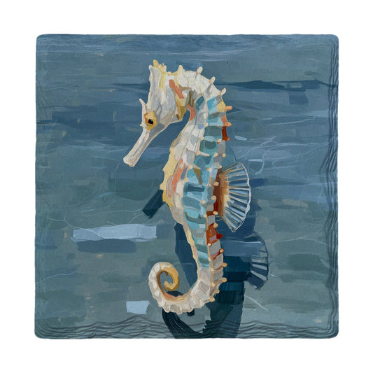 Coastal Blue Seahorse | Ceramic Drink Coaster