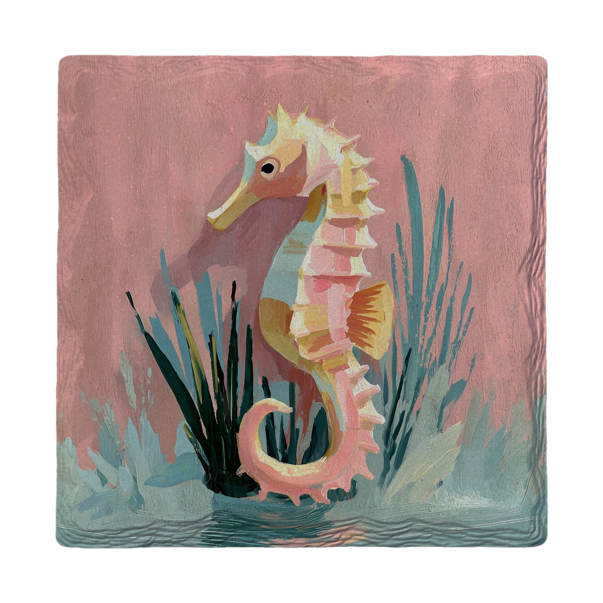Pink Seahorse Lagoon | Ceramic Drink Coaster