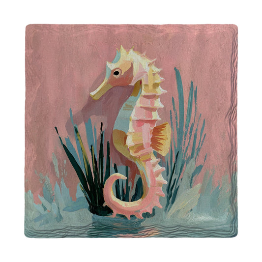 Pink Seahorse Lagoon | Ceramic Drink Coaster