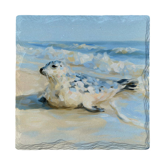 Seal Pup on Shore | Ceramic Drink Coaster