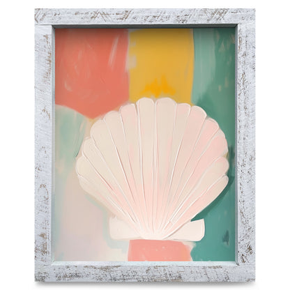 Colorful Scallop Shell | Real Wood Framed Wall Art Print