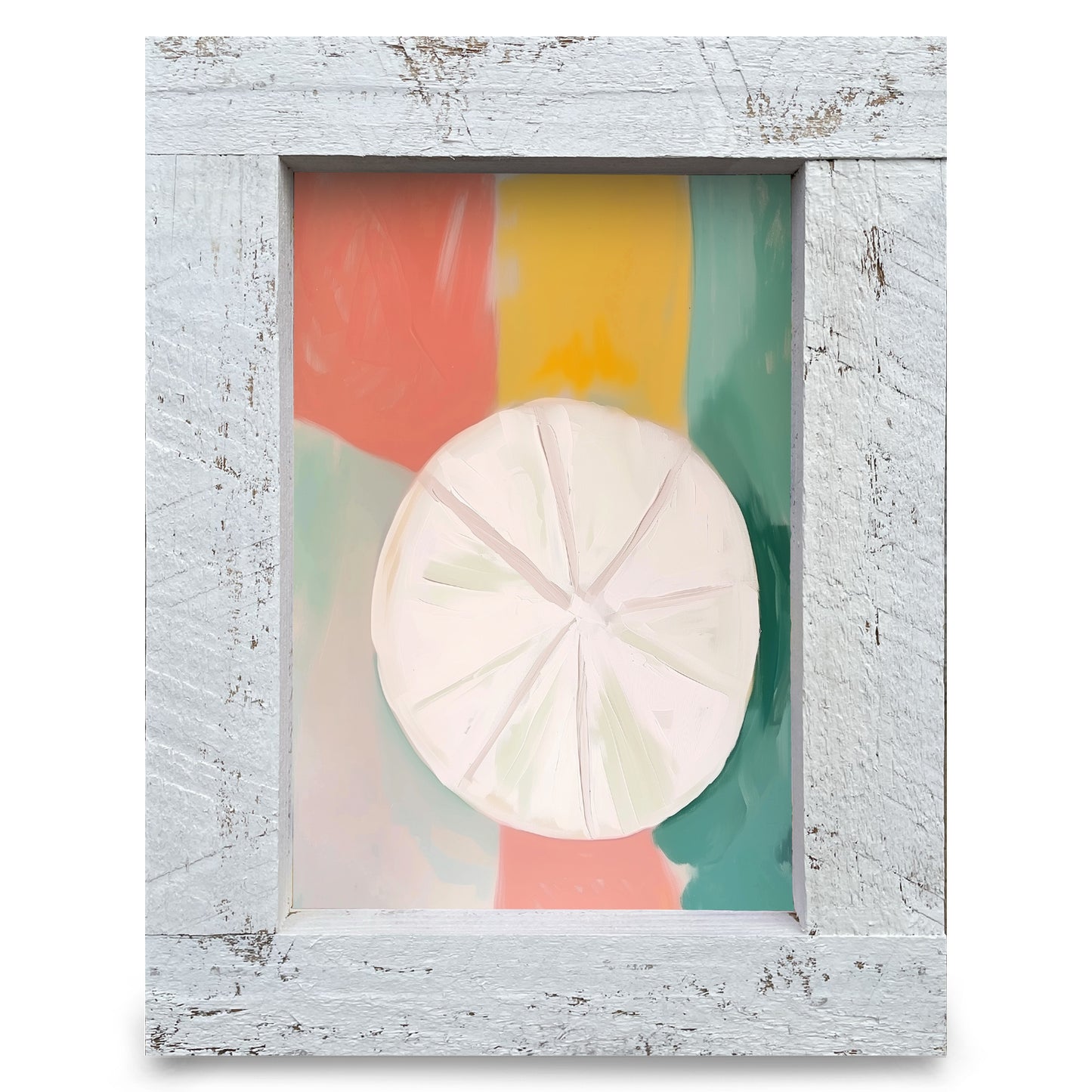 Colorful Sand Dollar | Real Wood Framed Wall Art Print