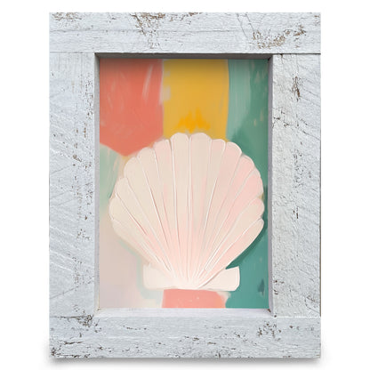 Colorful Scallop Shell | Real Wood Framed Wall Art Print