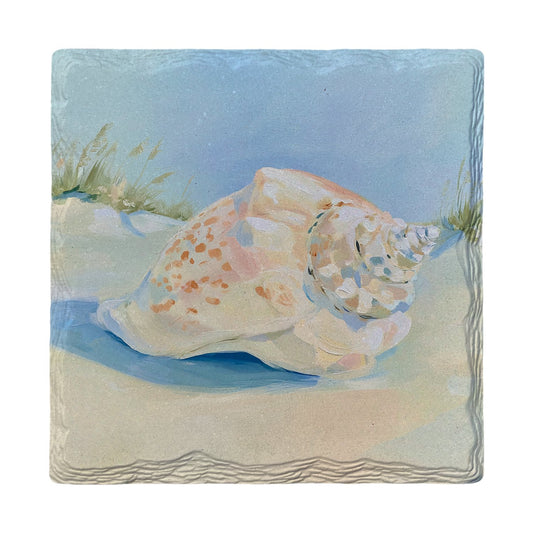 Conch Shell on Sand | Ceramic Drink Coaster