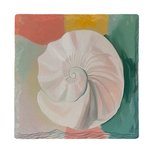 Pastel Nautilus Shell | Ceramic Drink Coaster