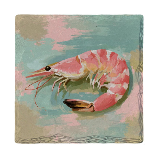 Pastel Coastal Shrimp | Ceramic Drink Coaster