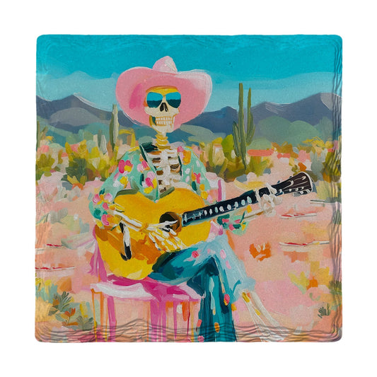 Desert Skeleton Serenade | Ceramic Drink Coaster