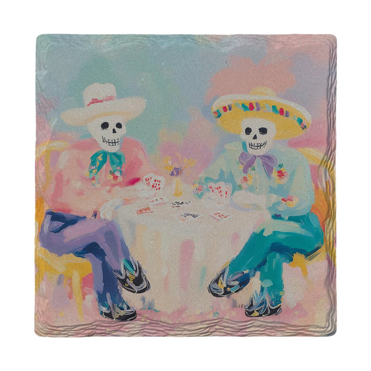 Skeleton Card Game | Ceramic Drink Coaster