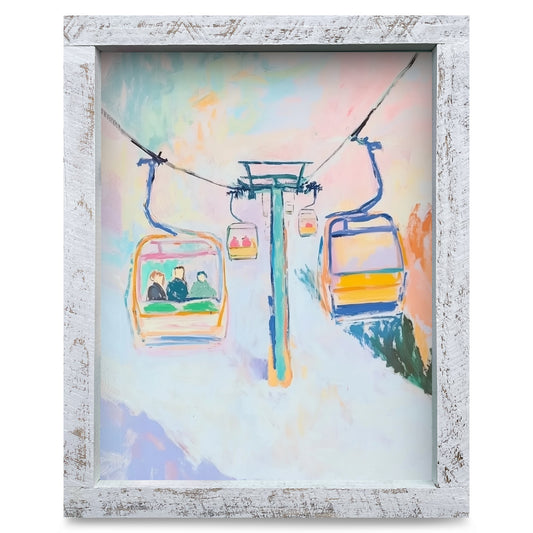 Colorful Ski Lift | Real Wood Framed Wall Art Print