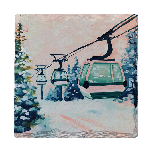Winter Ski Gondola | Ceramic Drink Coaster
