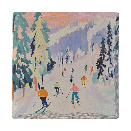 Colorful Ski Traverse | Ceramic Drink Coaster