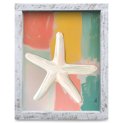 Colorful Starfish | Real Wood Framed Wall Art Print