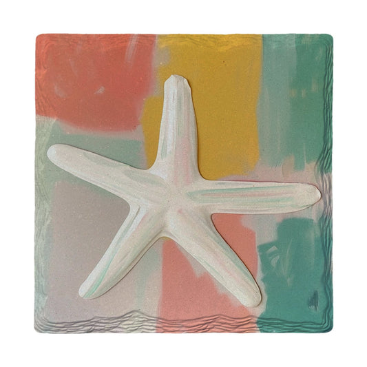 Pastel White Starfish | Ceramic Drink Coaster