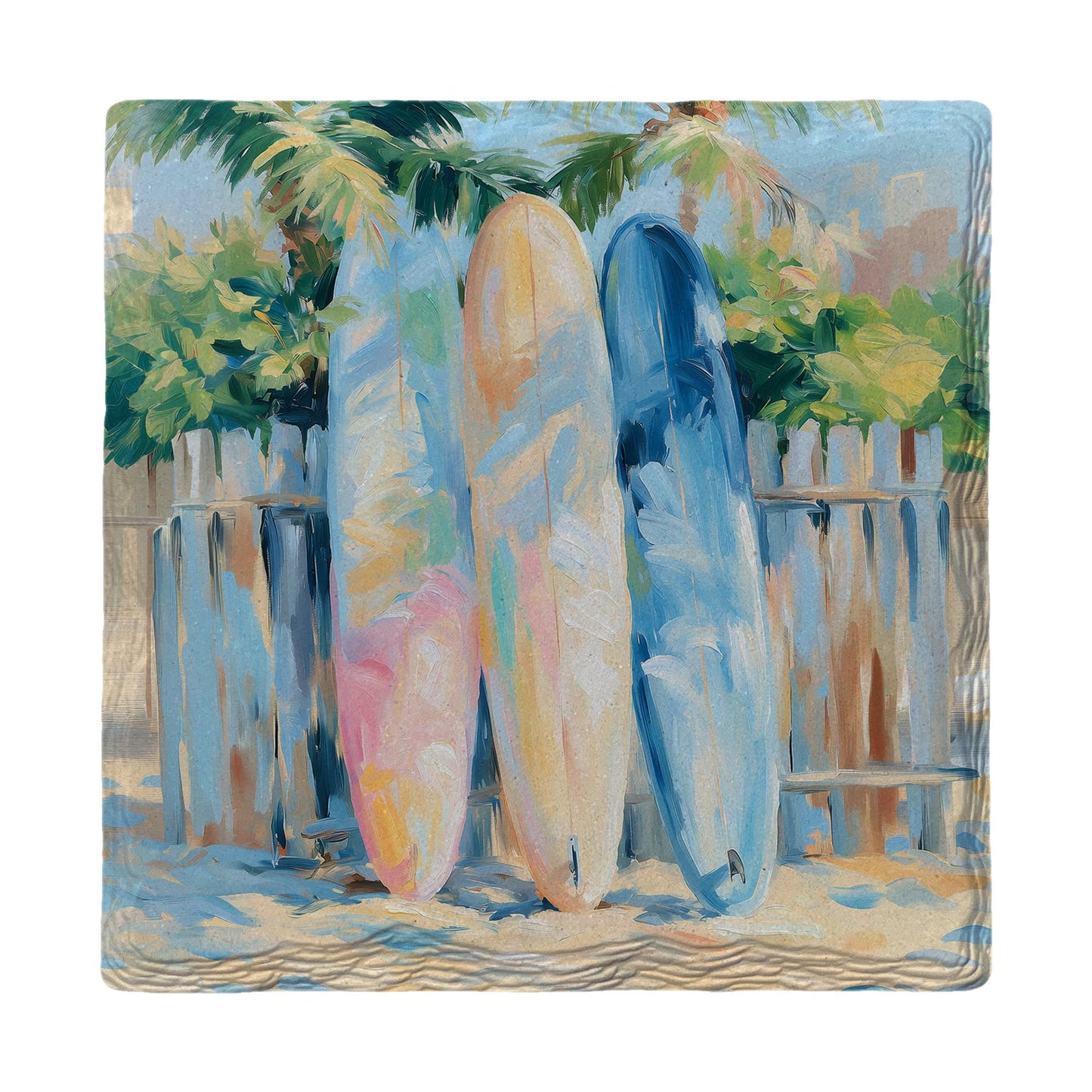 Surfboards on the Fence | Ceramic Drink Coaster