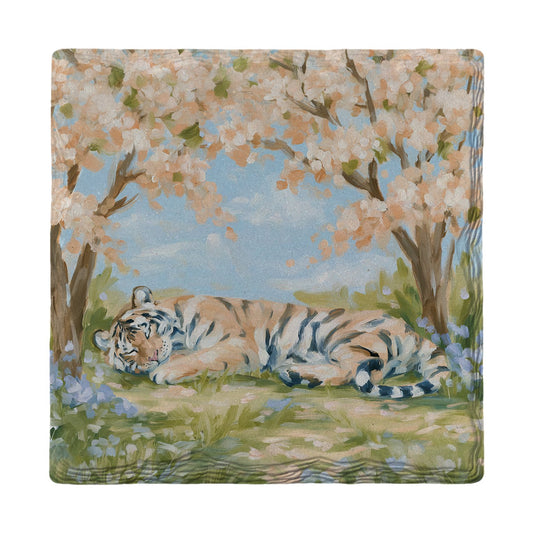 Sleeping Tiger in Blossoms | Ceramic Drink Coaster