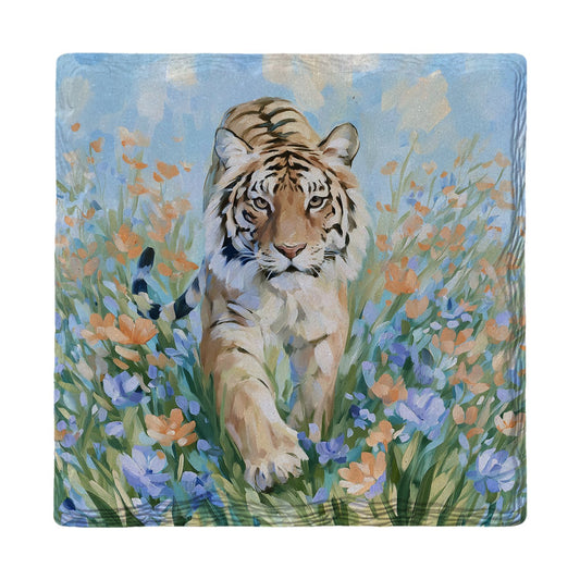 Prowling Tiger Wildflowers | Ceramic Drink Coaster