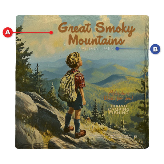 Smoky Mountains Young Hiker | Ceramic Drink Coaster
