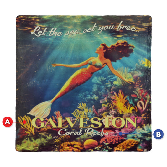 Galveston Mermaid Reef | Ceramic Drink Coaster