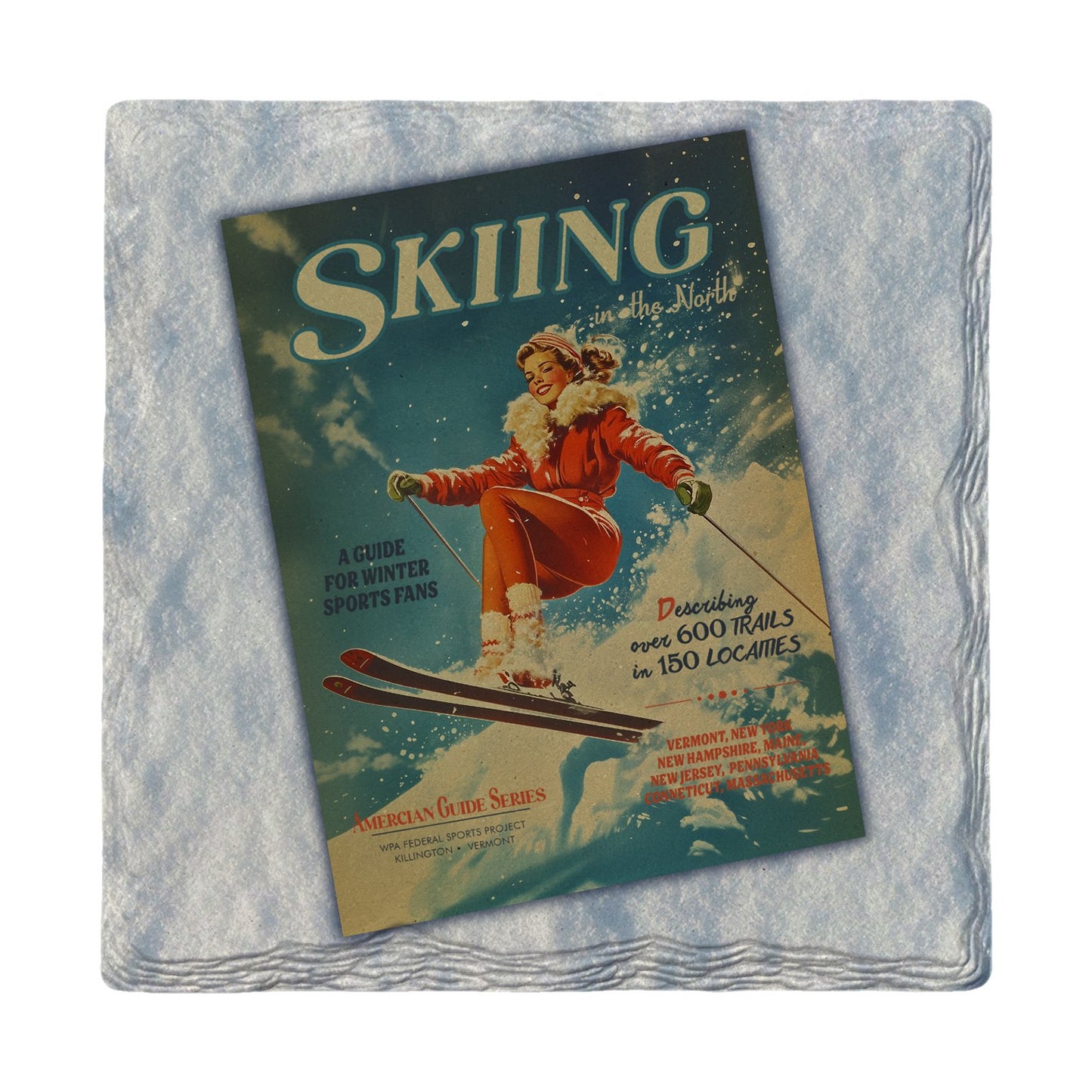 Vintage Northern Skiing | Ceramic Drink Coaster