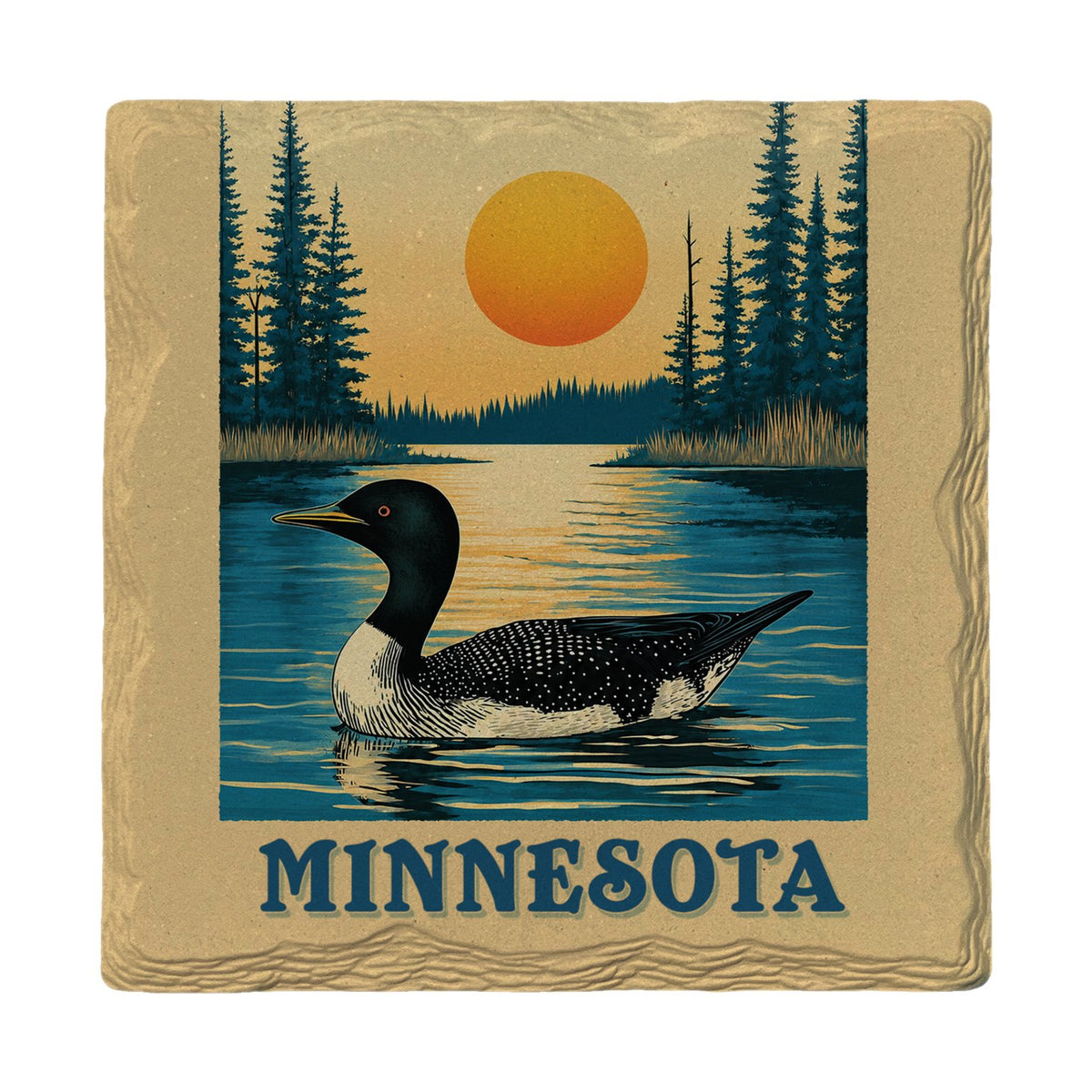 Minnesota Loon Sunset | Ceramic Drink Coaster