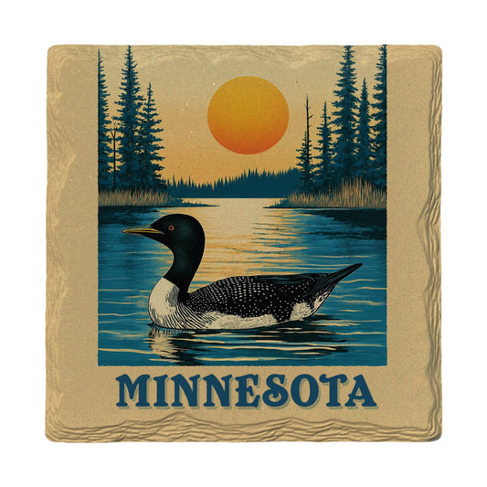 Minnesota Loon Sunset | Ceramic Drink Coaster