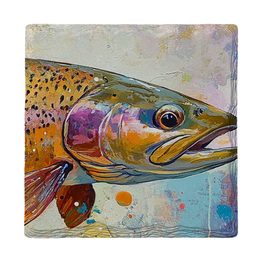 Painted Rainbow Trout | Ceramic Drink Coaster