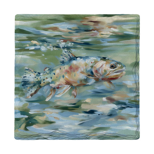 Watercolor Stream Trout | Ceramic Drink Coaster